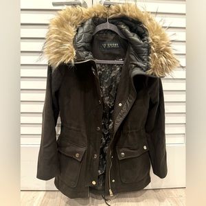Guess Wool Jacket Parka size S gold buttons